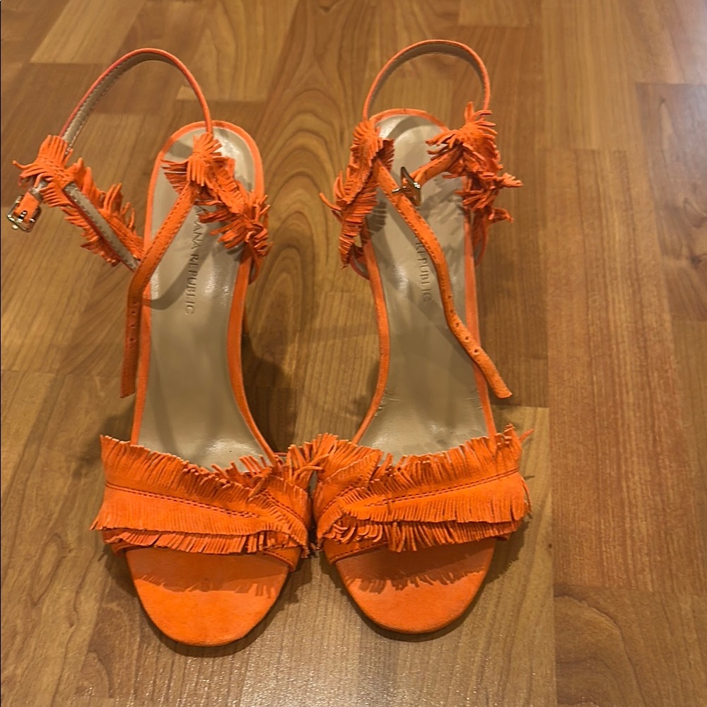 NEW Banana Republic Orange Fringe Heels